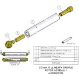 Ротор в сборе, 3,2 мм, тяжелая проба объемом 11 мкл; Включает втулку ротора, приводной наконечник, нижнюю прокладку и крышку. Роторы для тяжелых образцов имеют усиленные стенки, что позволяет вращать образцы высокой плотности